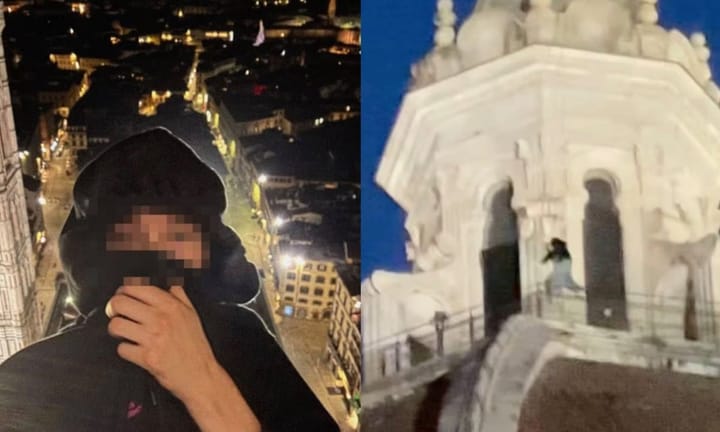 Unauthorized Individual Scales Dome of Historic Florentine Cathedral for Photograph Overnight