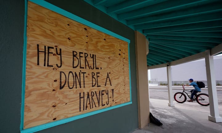 Tropical Storm Beryl anticipated to hit southern Texas, posing threat of possible tornado activity.