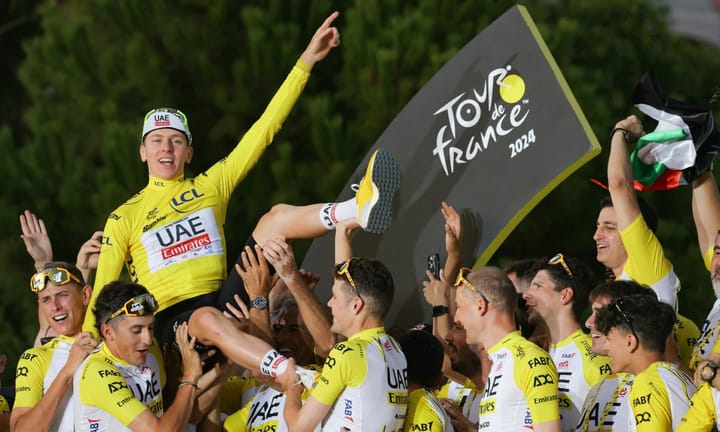 Victory Triumph: Pogacar & UAE Team Emirates Revel in Tour de France Success