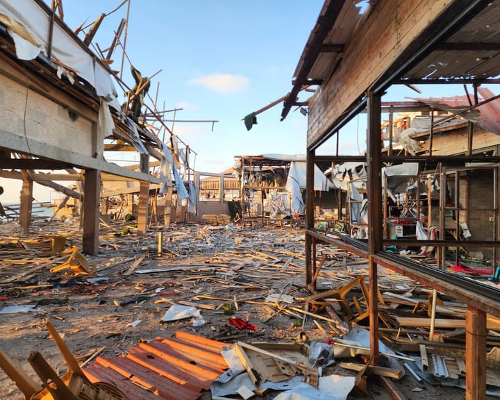 "Unimaginable devastation as airstrike hits crowded Gaza beachside cafe"