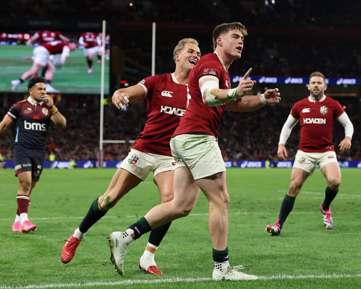 "Freeman scores double in Lions' commanding victory over Queensland Reds"