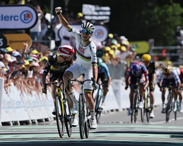 Pogacar reclaims yellow jersey with stage seven sprint win at Tour de France 2025