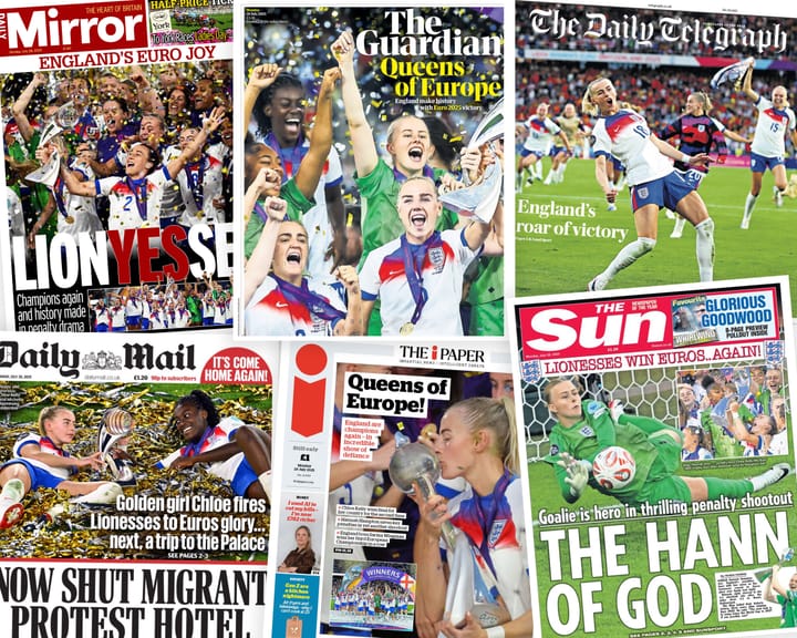 "Triumphant Lionesses' Euro victory hailed in press"