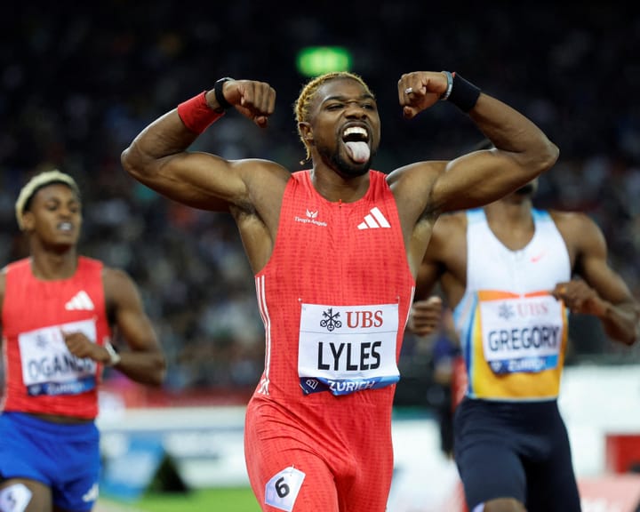 "Sixth straight victory for Noah Lyles in dramatic Diamond League 200m final"