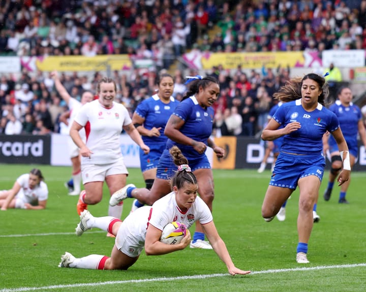 England powers into Rugby World Cup last eight with dominant win over Samoa led by Breach