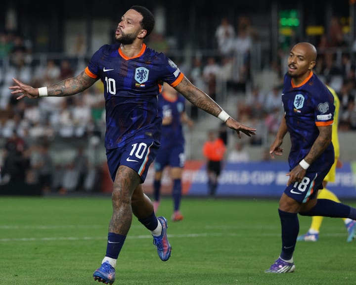 "Depay breaks record as Netherlands narrowly overcome Lithuania in World Cup qualifier"