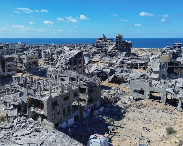 "Shocked Palestinians return home to scenes of nuclear-like devastation"