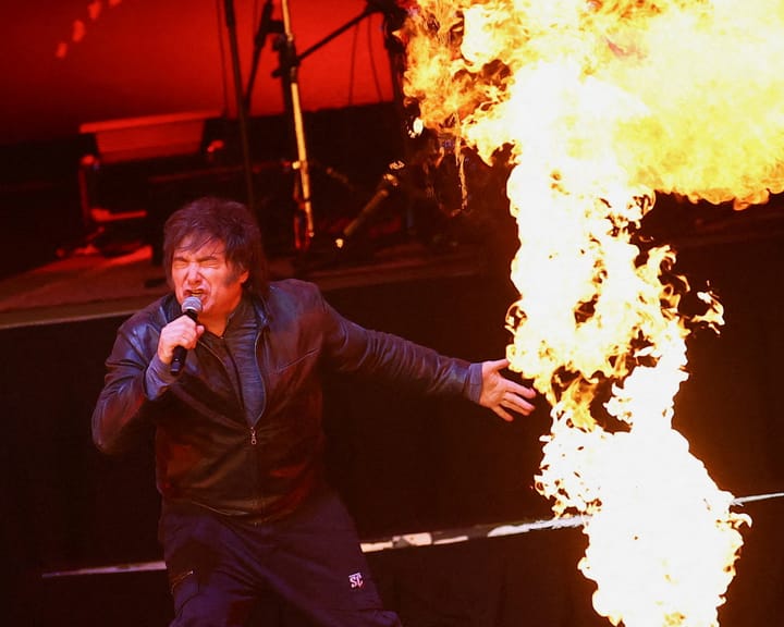 "Javier Milei sings 80s hits amid Argentina's economic crisis"