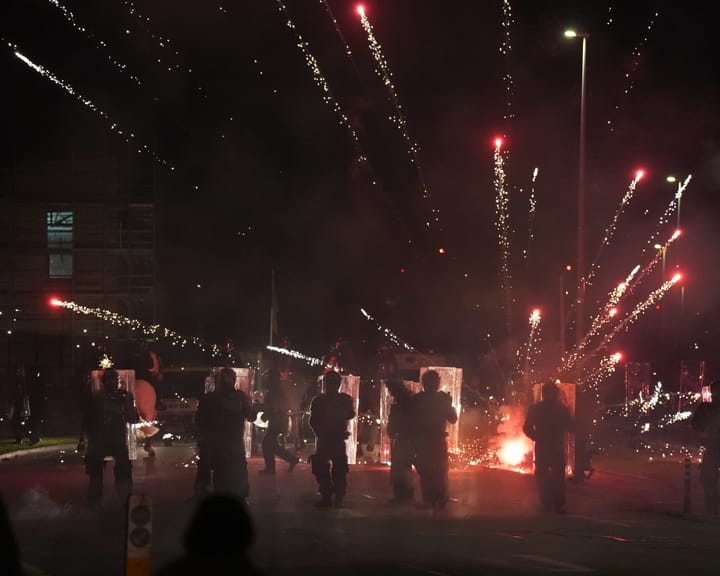 Violence flares in Dublin as protesters hurl stones and fireworks at police for third night