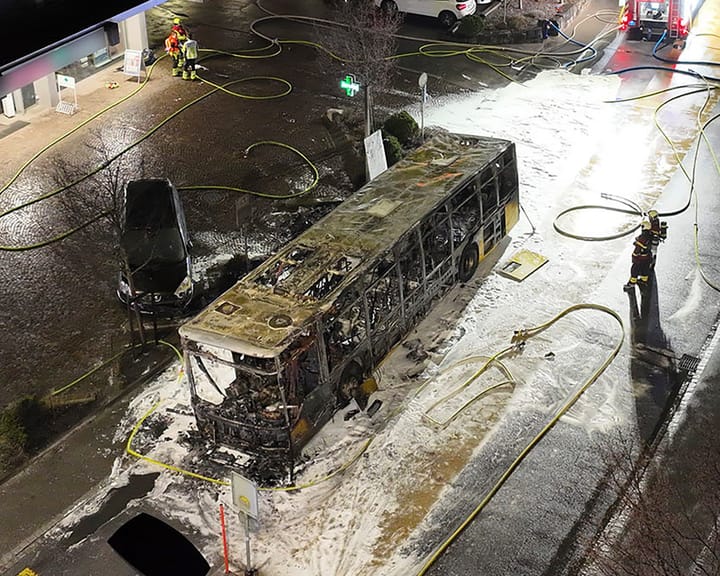 Six dead, five hurt as Swiss bus catches fire.