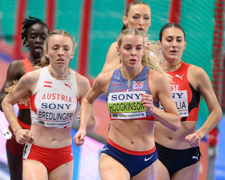 Hodgkinson brushes off kit glitch, advances to world indoor 800m semi-finals