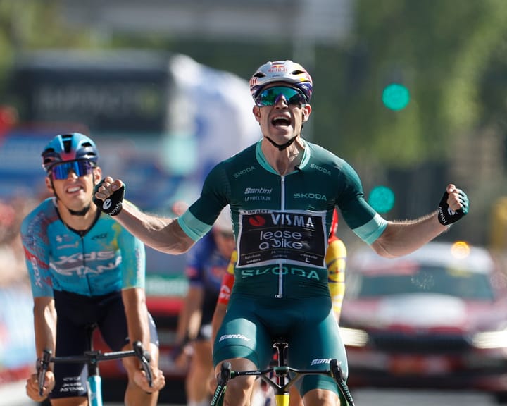 Brennan criticizes racing in 44C heat as Van Aert claims shortened stage victory